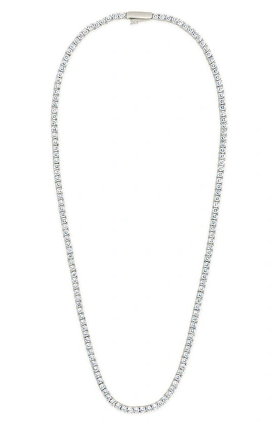 Sterling Forever Cubic Zirconia Tennis Necklace In Silver