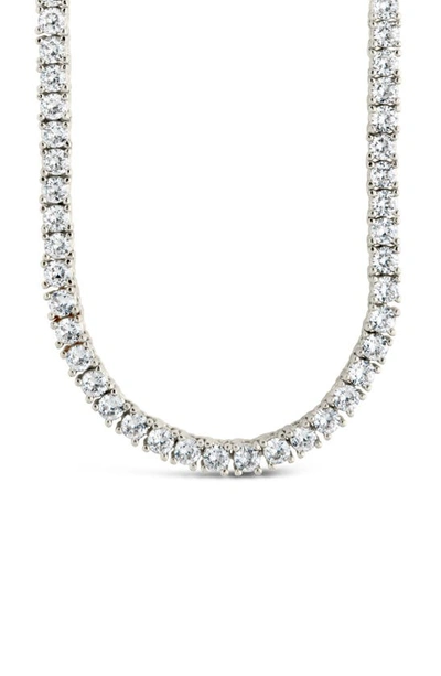 Sterling Forever Cubic Zirconia Tennis Necklace In Silver