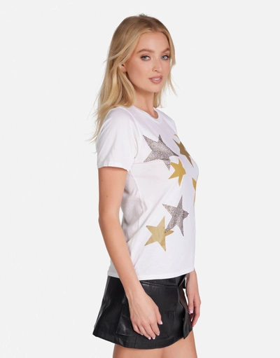 Lauren Moshi Croft Gold Crystal Multi Stars In Milk