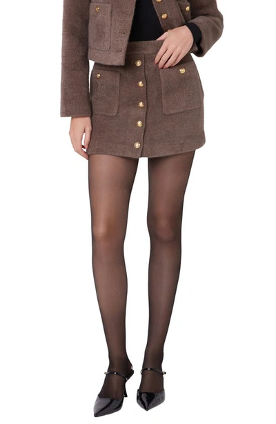Shop English Factory Button Knit Miniskirt In Brown