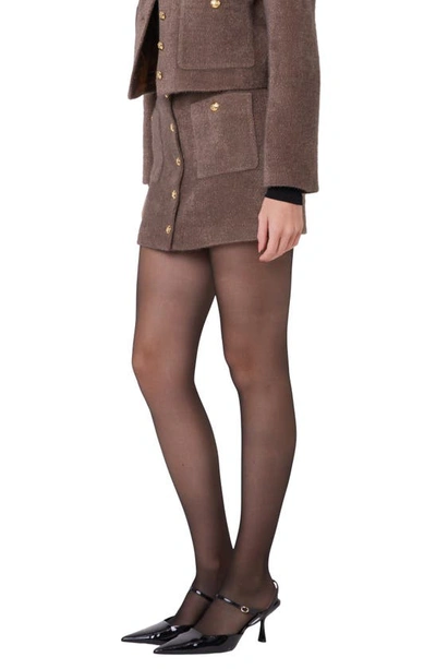 Shop English Factory Button Knit Miniskirt In Brown