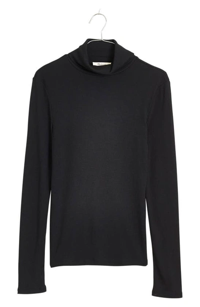 Shop Madewell Brightside Finerib Turtleneck In True Black