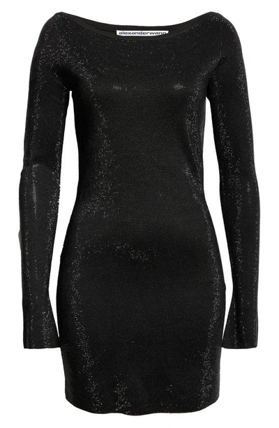 Shop Alexander Wang Hot Fix Long Sleeve Minidress In Black