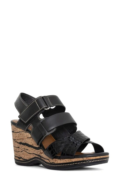 Shop Donald Pliner Strappy Wedge Sandal In Black