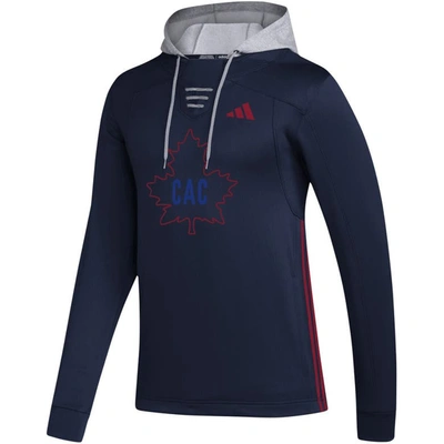 Shop Adidas Originals Adidas Navy Montreal Canadiens Refresh Skate Lace Aeroready Pullover Hoodie