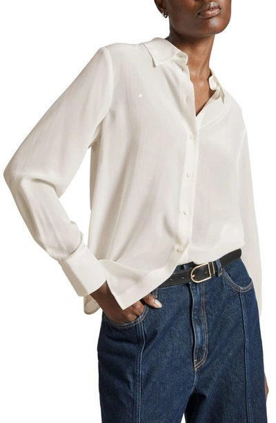 Shop & Other Stories Silk Button-up Shirt In Off White