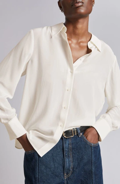 Shop & Other Stories Silk Button-up Shirt In Off White