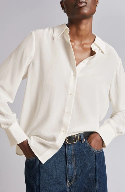 & Other Stories Silk Button-up Shirt In Off White