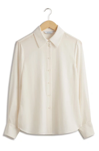 & Other Stories Silk Button-up Shirt In Off White