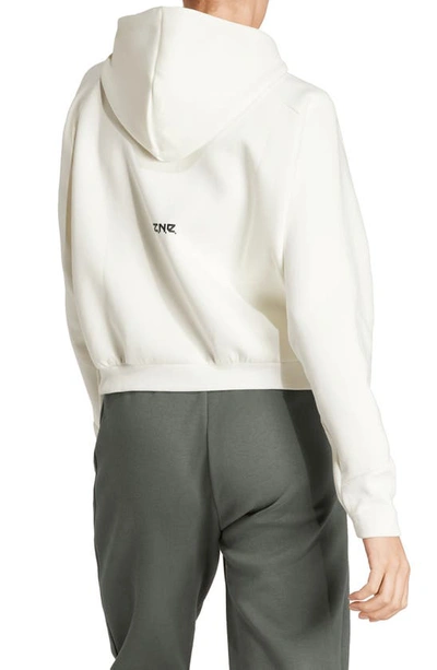 Shop Adidas Originals Z.n.e. Zip Hoodie In Off White