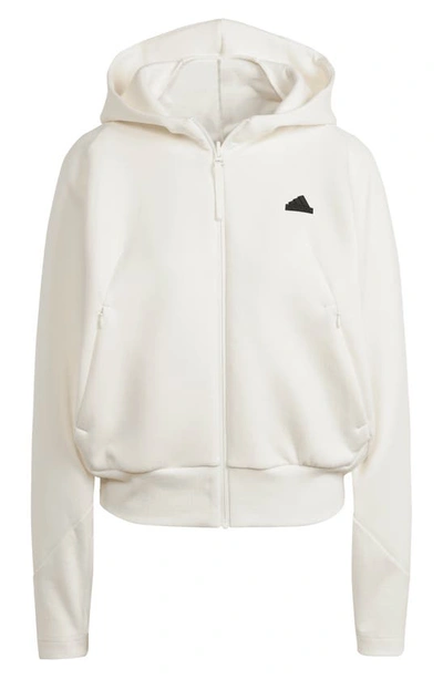 Shop Adidas Originals Z.n.e. Zip Hoodie In Off White