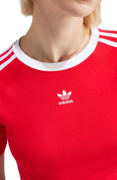 Shop Adidas Originals 3-stripes Baby T-shirt In Better Scarlet