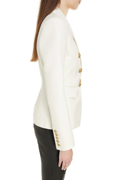 Balmain Double Breasted Wool Grain De Poudre Blazer In 0da Cream