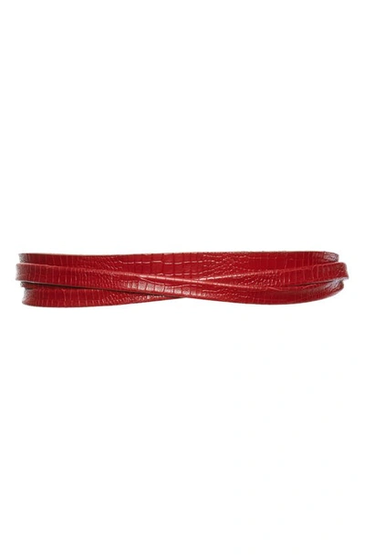 Shop Ada Skinny Leather Wrap Belt In Red Python