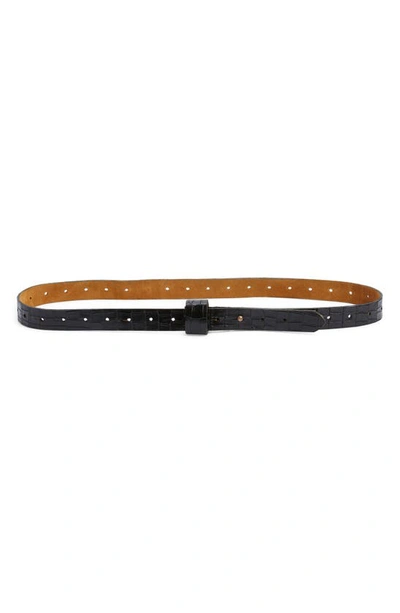 Shop Ada Iris Leather Belt In Black Croco