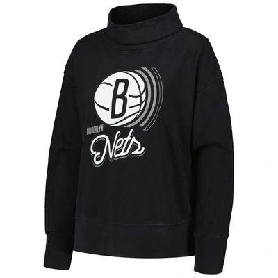 Levelwear Black Brooklyn Nets Sunset Pullover Sweatshirt In Black