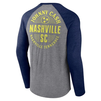 Shop Fanatics Branded Heather Gray Nashville Sc X Johnny Cash Lines Tri-blend Raglan Long Sleeve T-shirt