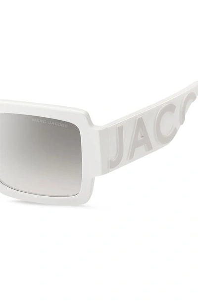 Shop Marc Jacobs 55mm Gradient Rectangular Sunglasses In White Grey/ Grey Ms Silver