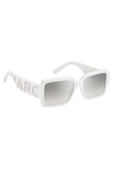 Shop Marc Jacobs 55mm Gradient Rectangular Sunglasses In White Grey/ Grey Ms Silver