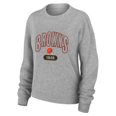 Shop Wear By Erin Andrews Heather Gray Cleveland Browns Knit Long Sleeve Tri-blend T-shirt & Pants Sleep