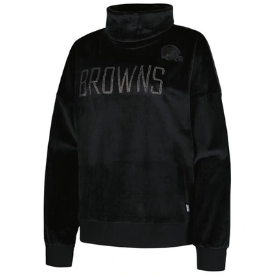 Shop Dkny Sport Black Cleveland Browns Deliliah Rhinestone Funnel Neck Pullover Sweatshirt