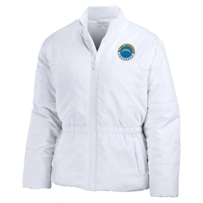 Shop Wear By Erin Andrews White Los Angeles Chargers Packaway Full-zip Puffer Jacket