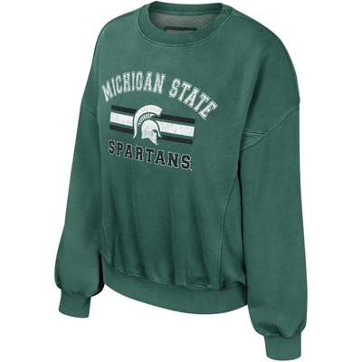 Shop Colosseum Green Michigan State Spartans Audrey Washed Pullover Sweatshirt