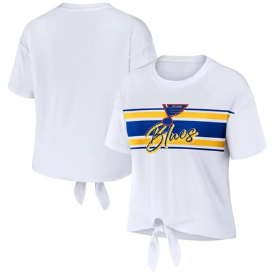 Shop Wear By Erin Andrews White St. Louis Blues Front Knot T-shirt