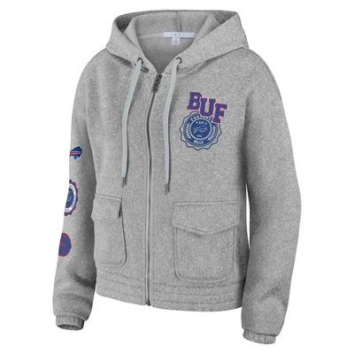 Wear By Erin Andrews Heather Gray Buffalo Bills Full-zip Hoodie In Heather Gray