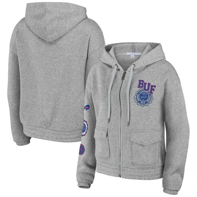 Wear By Erin Andrews Heather Gray Buffalo Bills Full-zip Hoodie In Heather Gray