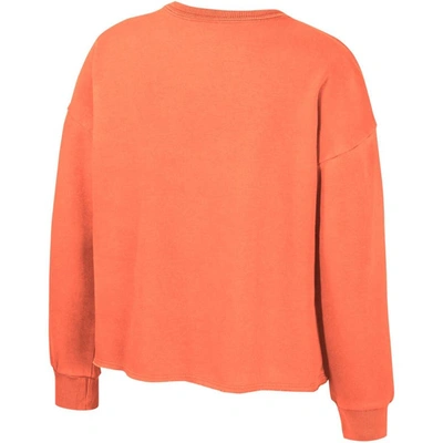 Shop Colosseum Girls Youth  Orange Clemson Tigers Audrey Washed Fleece Pullover Crewneck Sweatshirt