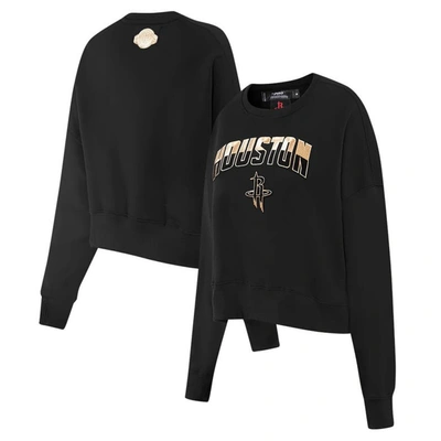 Shop Pro Standard Black Houston Rockets Glam Cropped Pullover Sweatshirt