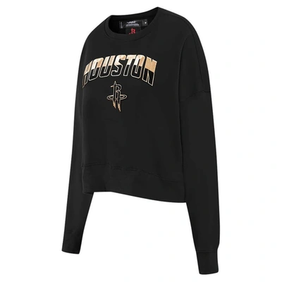 Shop Pro Standard Black Houston Rockets Glam Cropped Pullover Sweatshirt