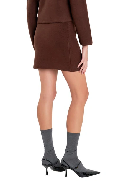 English Factory Knit Pencil Miniskirt In Chocolate