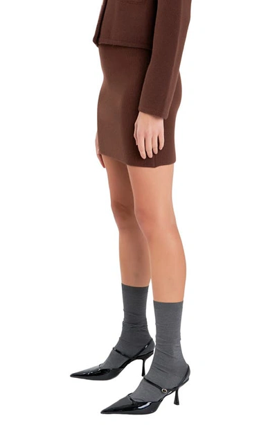 English Factory Knit Pencil Miniskirt In Chocolate