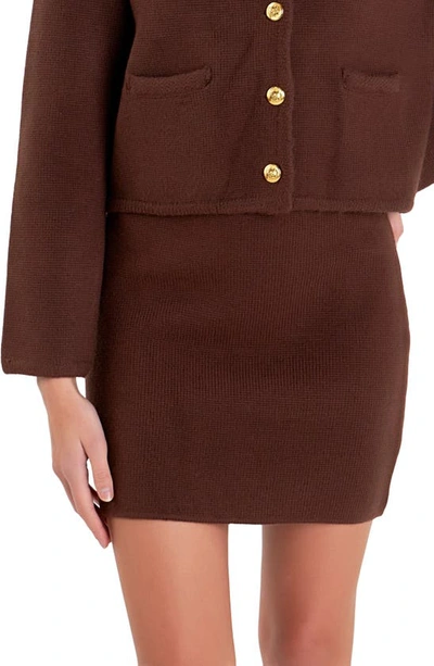 English Factory Knit Pencil Miniskirt In Chocolate
