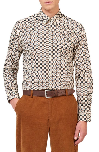Shop Ben Sherman Foulard Print Button-down Shirt In Fog