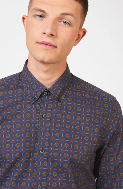 Shop Ben Sherman Foulard Print Button-down Shirt In Plum