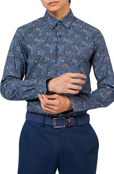 Shop Ben Sherman Art Nouveau Button-up Shirt In Dark Navy