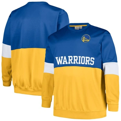 Fanatics Men's  Royal, Gold Golden State Warriors Big And Tall Split Pullover Sweatshirt In Royal