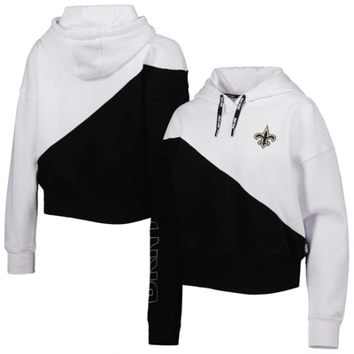Shop Dkny Sport White/black New Orleans Saints Bobbi Color Blocked Pullover Hoodie