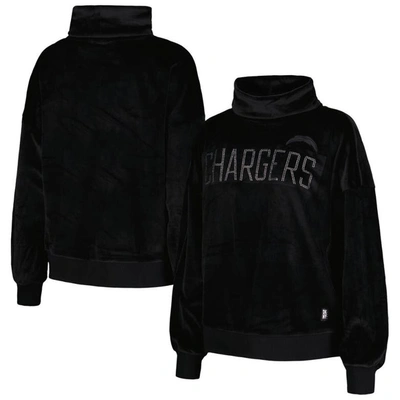 Shop Dkny Sport Black Los Angeles Chargers Deliliah Rhinestone Funnel Neck Pullover Sweatshirt