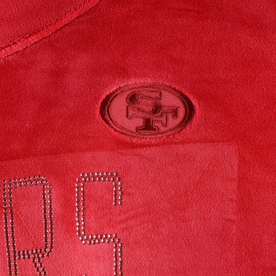 Shop Dkny Sport Red San Francisco 49ers Deliliah Rhinestone Funnel Neck Pullover Sweatshirt In Scarlet