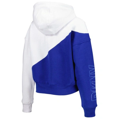 Shop Dkny Sport White/royal Los Angeles Rams Bobbi Color Blocked Pullover Hoodie