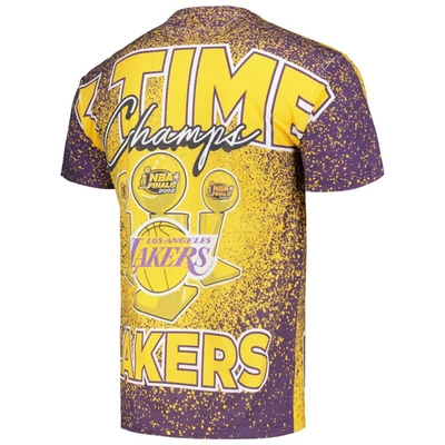 Shop Mitchell & Ness Gold Los Angeles Lakers Hardwood Classics 3x Nba Champions Champ City T-shirt