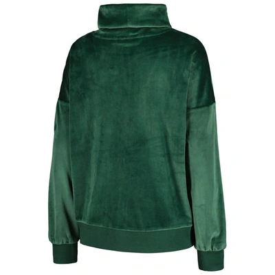 Shop Dkny Sport Green New York Jets Deliliah Rhinestone Funnel Neck Pullover Sweatshirt