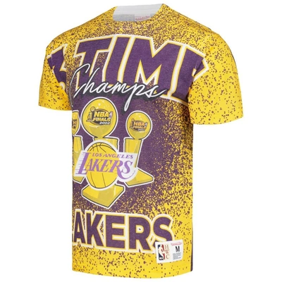 Shop Mitchell & Ness Gold Los Angeles Lakers Hardwood Classics 3x Nba Champions Champ City T-shirt