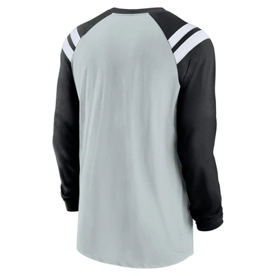 Shop Nike Silver/black Las Vegas Raiders Classic Arc Raglan Tri-blend Long Sleeve T-shirt