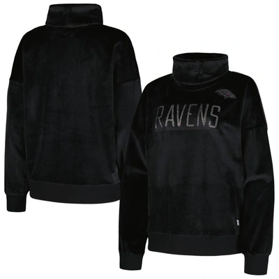 Shop Dkny Sport Black Baltimore Ravens Deliliah Rhinestone Funnel Neck Pullover Sweatshirt