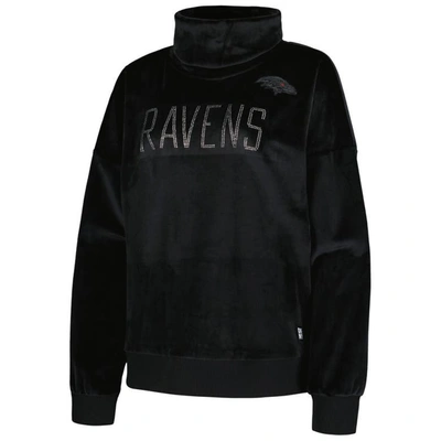 Shop Dkny Sport Black Baltimore Ravens Deliliah Rhinestone Funnel Neck Pullover Sweatshirt